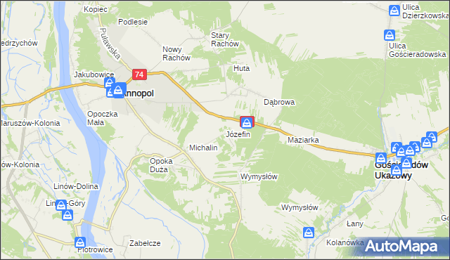 mapa Józefin gmina Annopol, Józefin gmina Annopol na mapie Targeo