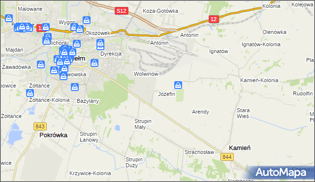 mapa Józefin gmina Kamień, Józefin gmina Kamień na mapie Targeo