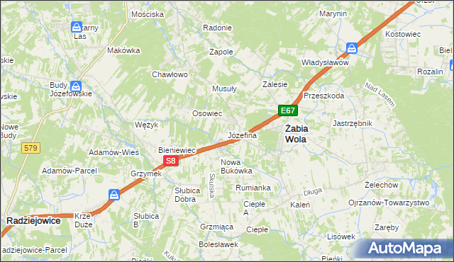 mapa Józefina gmina Żabia Wola, Józefina gmina Żabia Wola na mapie Targeo