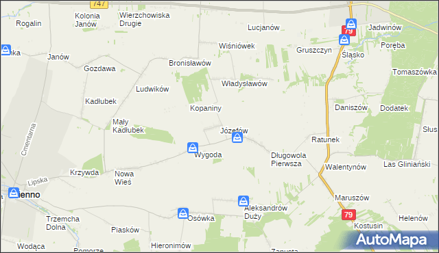 mapa Józefów gmina Lipsko, Józefów gmina Lipsko na mapie Targeo
