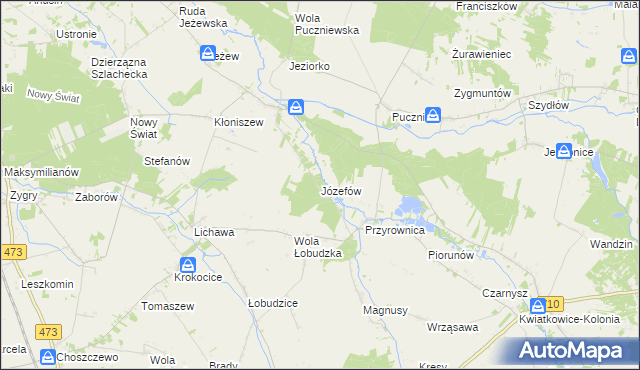 mapa Józefów gmina Zadzim, Józefów gmina Zadzim na mapie Targeo