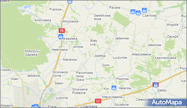 mapa Józefów gmina Zwoleń, Józefów gmina Zwoleń na mapie Targeo