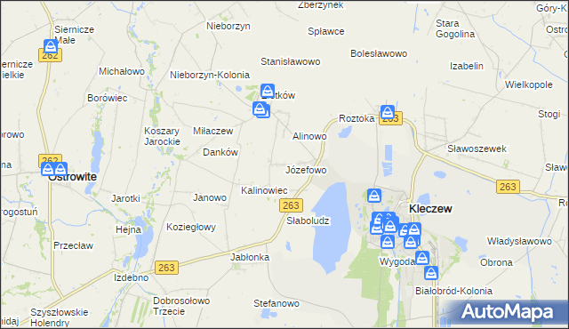 mapa Józefowo gmina Kleczew, Józefowo gmina Kleczew na mapie Targeo