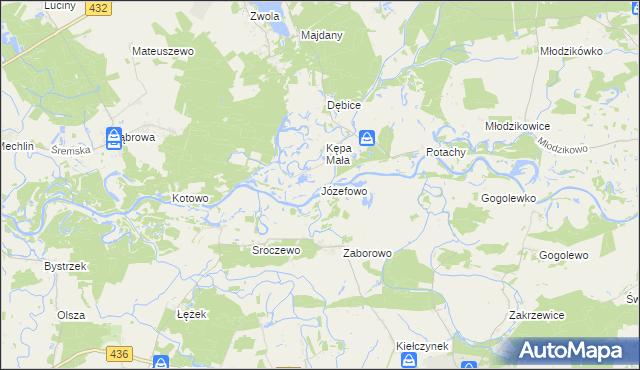 mapa Józefowo gmina Zaniemyśl, Józefowo gmina Zaniemyśl na mapie Targeo