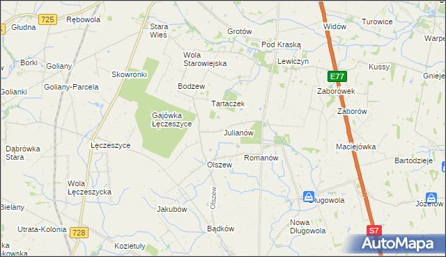 mapa Julianów gmina Belsk Duży, Julianów gmina Belsk Duży na mapie Targeo