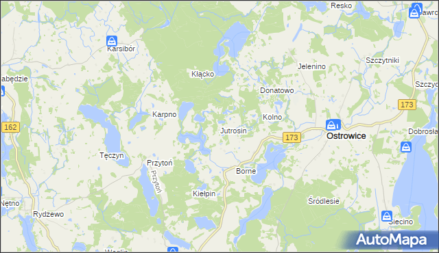 mapa Jutrosin gmina Ostrowice, Jutrosin gmina Ostrowice na mapie Targeo