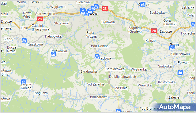 mapa Kąclowa, Kąclowa na mapie Targeo