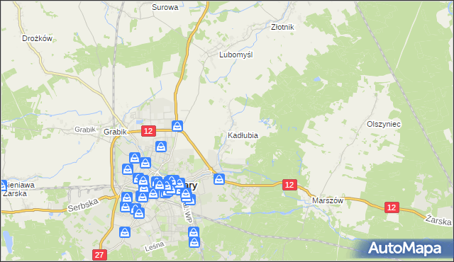 mapa Kadłubia, Kadłubia na mapie Targeo