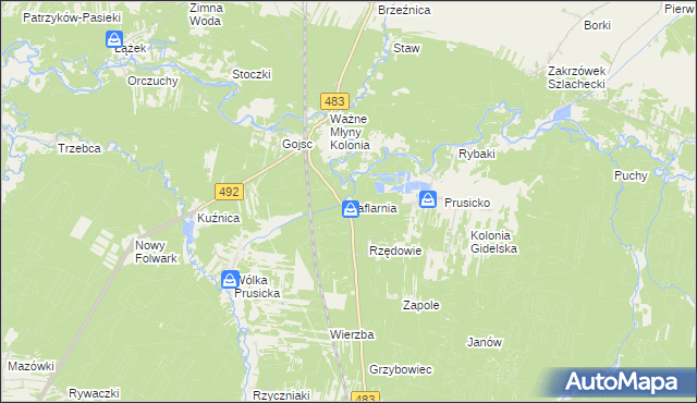 mapa Kaflarnia gmina Nowa Brzeźnica, Kaflarnia gmina Nowa Brzeźnica na mapie Targeo