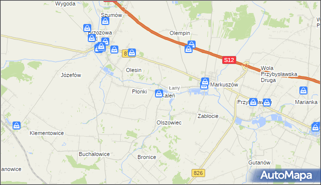 mapa Kaleń gmina Markuszów, Kaleń gmina Markuszów na mapie Targeo