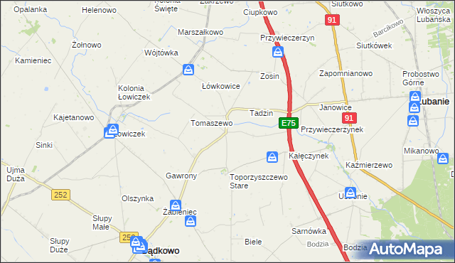 mapa Kalinowiec gmina Bądkowo, Kalinowiec gmina Bądkowo na mapie Targeo