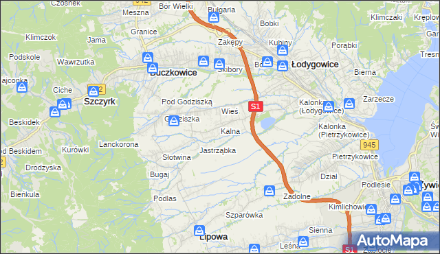 mapa Kalna, Kalna na mapie Targeo