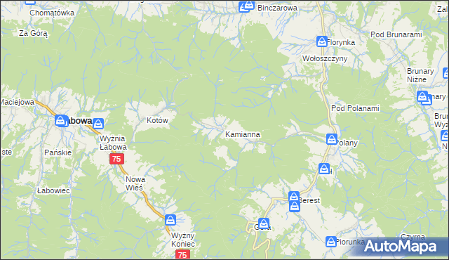 mapa Kamianna, Kamianna na mapie Targeo