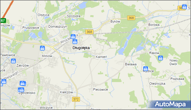 mapa Kamień gmina Długołęka, Kamień gmina Długołęka na mapie Targeo