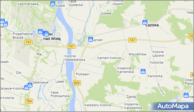 mapa Kamień-Kolonia gmina Łaziska, Kamień-Kolonia gmina Łaziska na mapie Targeo