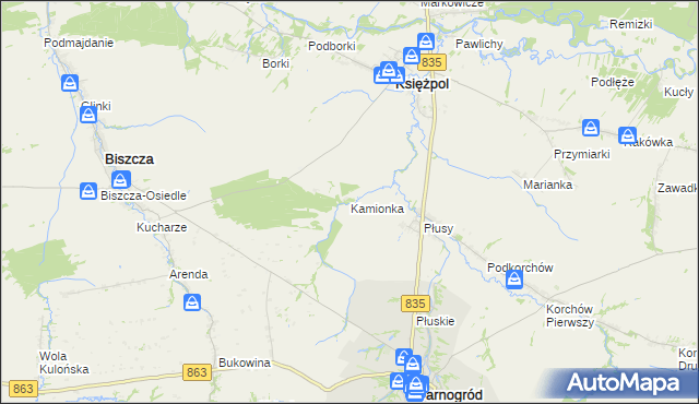 mapa Kamionka gmina Księżpol, Kamionka gmina Księżpol na mapie Targeo