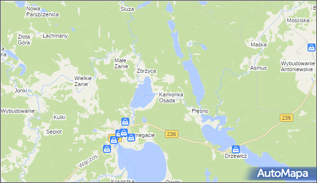 mapa Kamionka Osada, Kamionka Osada na mapie Targeo