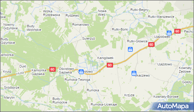 mapa Kanigówek, Kanigówek na mapie Targeo