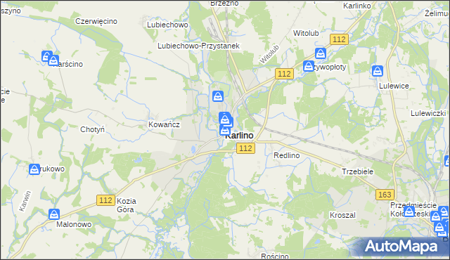 mapa Karlino, Karlino na mapie Targeo