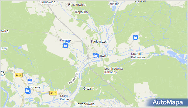 mapa Karłowice gmina Popielów, Karłowice gmina Popielów na mapie Targeo