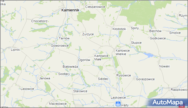 mapa Karłowice Małe, Karłowice Małe na mapie Targeo