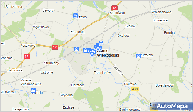 mapa Karolew gmina Borek Wielkopolski, Karolew gmina Borek Wielkopolski na mapie Targeo