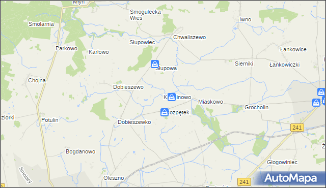 mapa Karolinowo gmina Kcynia, Karolinowo gmina Kcynia na mapie Targeo