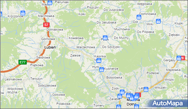 mapa Kasinka Mała, Kasinka Mała na mapie Targeo