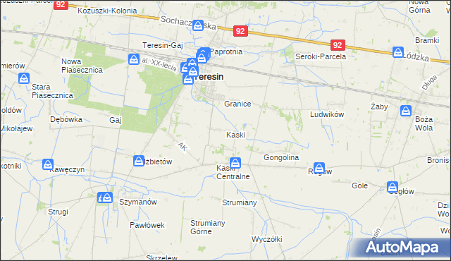 mapa Kaski gmina Baranów, Kaski gmina Baranów na mapie Targeo
