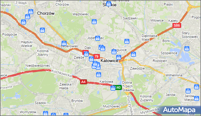 mapa Katowic, Katowice na mapie Targeo
