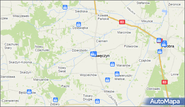 mapa Kawęczyn powiat turecki, Kawęczyn powiat turecki na mapie Targeo
