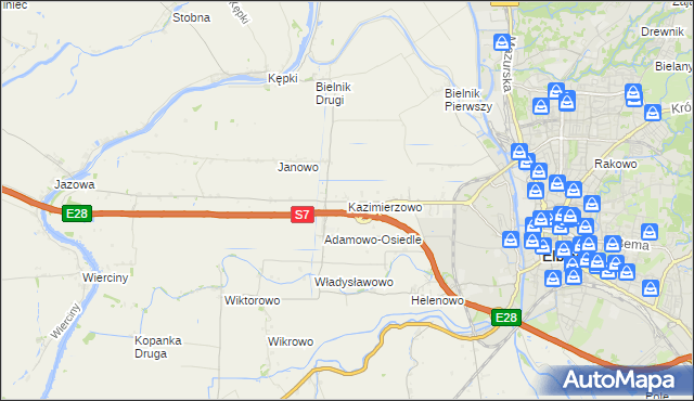 mapa Kazimierzowo gmina Elbląg, Kazimierzowo gmina Elbląg na mapie Targeo