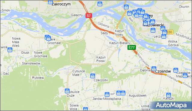 mapa Kazuń Polski, Kazuń Polski na mapie Targeo