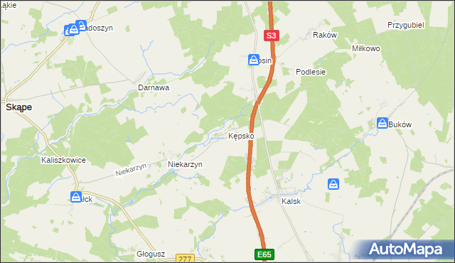 mapa Kępsko gmina Świebodzin, Kępsko gmina Świebodzin na mapie Targeo