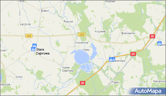 mapa Kępy gmina Marianowo, Kępy gmina Marianowo na mapie Targeo