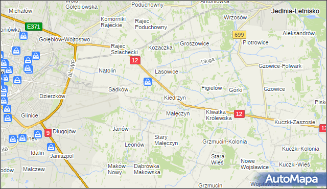 mapa Kiedrzyn gmina Gózd, Kiedrzyn gmina Gózd na mapie Targeo