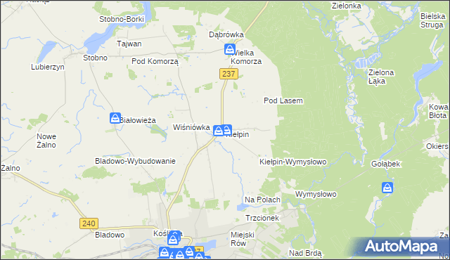 mapa Kiełpin gmina Tuchola, Kiełpin gmina Tuchola na mapie Targeo