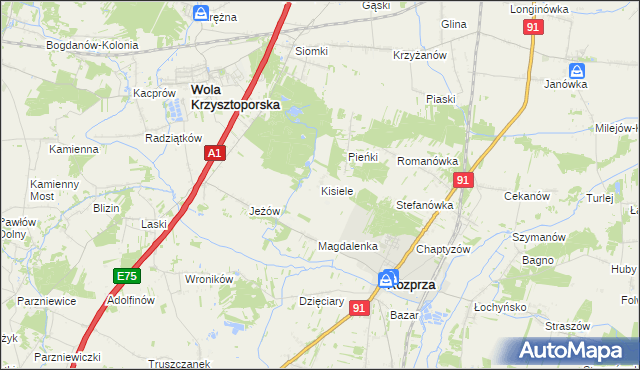 mapa Kisiele, Kisiele na mapie Targeo