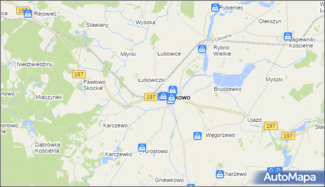 mapa Kiszkowo powiat gnieźnieński, Kiszkowo powiat gnieźnieński na mapie Targeo