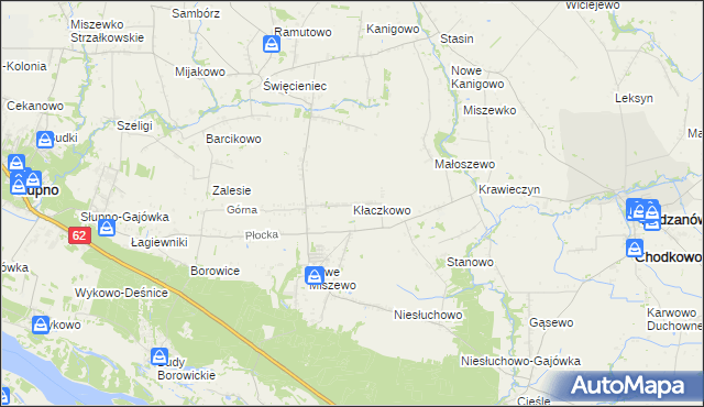 mapa Kłaczkowo, Kłaczkowo na mapie Targeo