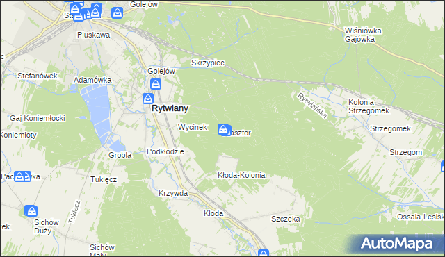 mapa Klasztor gmina Rytwiany, Klasztor gmina Rytwiany na mapie Targeo