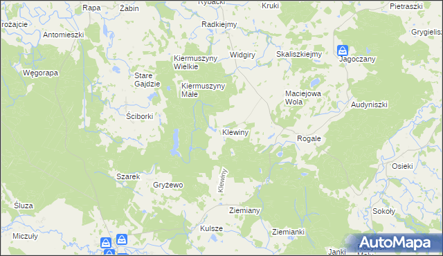 mapa Klewiny, Klewiny na mapie Targeo