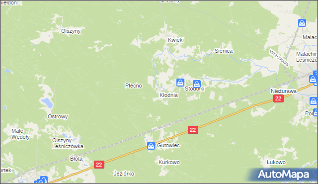 mapa Kłodnia gmina Czersk, Kłodnia gmina Czersk na mapie Targeo
