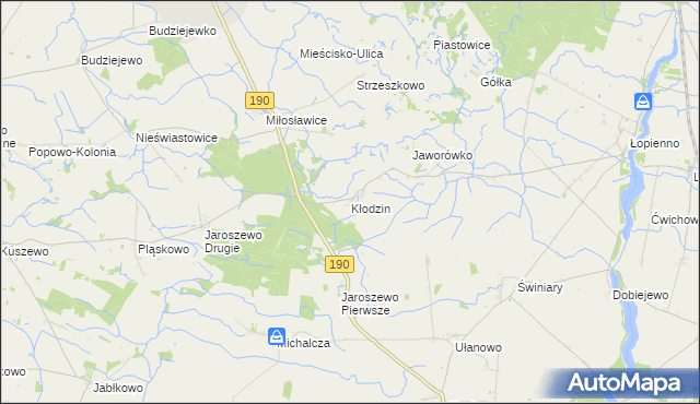 mapa Kłodzin gmina Mieścisko, Kłodzin gmina Mieścisko na mapie Targeo