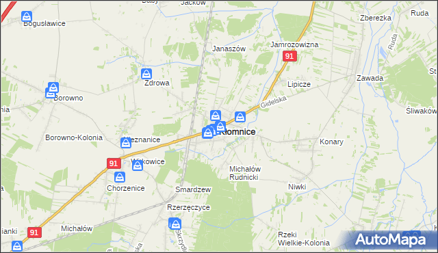 mapa Kłomnice, Kłomnice na mapie Targeo