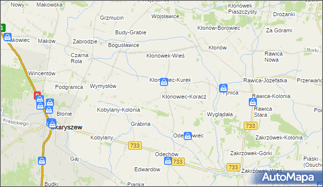 mapa Kłonowiec-Koracz, Kłonowiec-Koracz na mapie Targeo