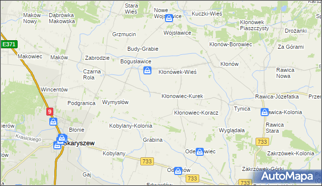 mapa Kłonowiec-Kurek, Kłonowiec-Kurek na mapie Targeo