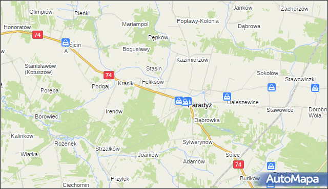 mapa Kłopotów gmina Paradyż, Kłopotów gmina Paradyż na mapie Targeo