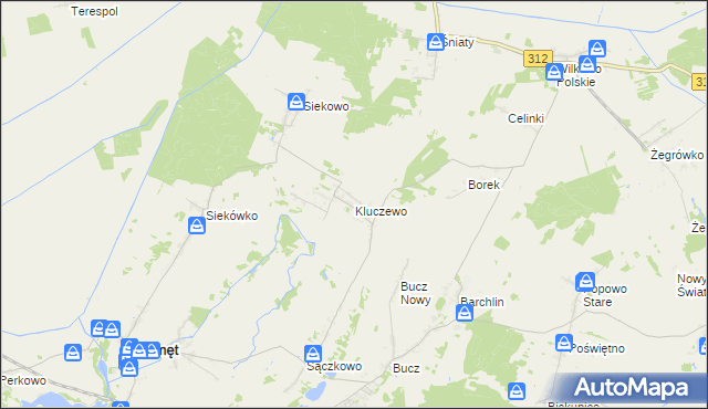 mapa Kluczewo gmina Przemęt, Kluczewo gmina Przemęt na mapie Targeo