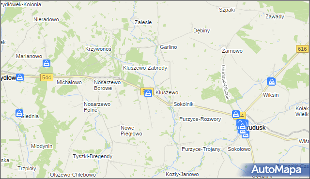 mapa Kluszewo, Kluszewo na mapie Targeo